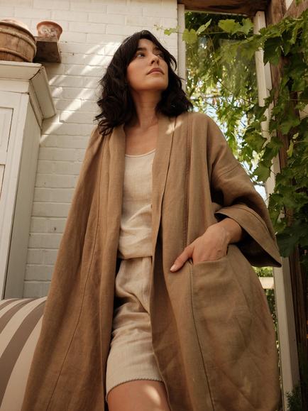Pretty You London Long Relaxed Linen Robe - view 2, Overland Trek
