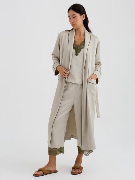 Pretty You London Satin Robe, Pelican, Pelican