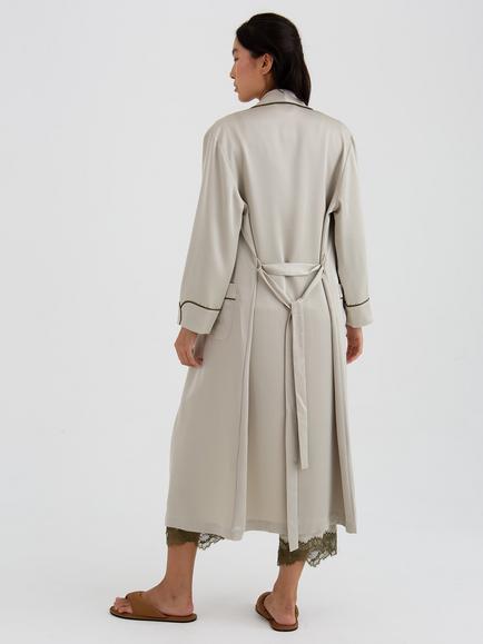 Pretty You London Satin Robe, Pelican - view 2, Pelican