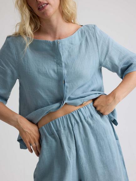 Pretty You London Relaxed Linen Colette Trousers - view 2, Blue Haze