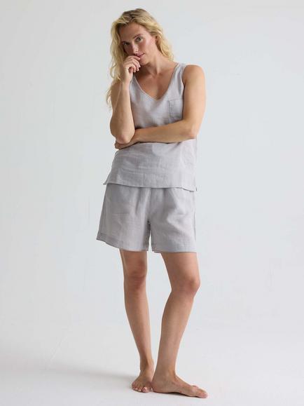 Pretty You London Linen Shorts, Harbor Mist, Harbor Mist
