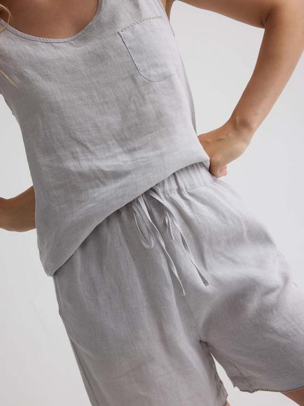 Pretty You London Linen Shorts, Harbor Mist - view 2, Harbor Mist