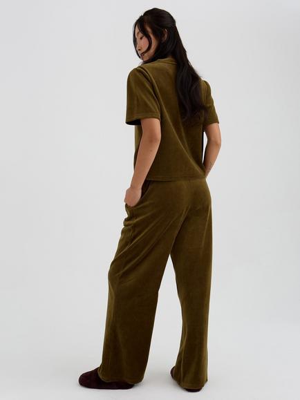 Pretty You London Linen Colette Trousers, Olive - view 2, Olive