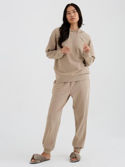 Pretty You London Bamboo Blend Hooded Lounge Top, Silver Mink, Silver Mink
