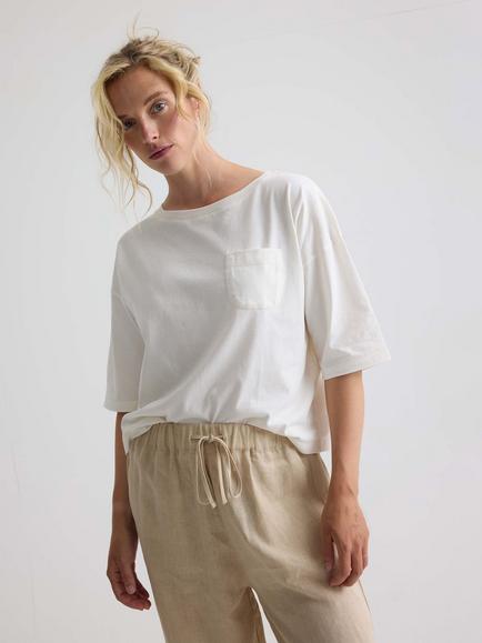 Pretty You London Crew Neck Cotton T-Shirt, Coconut Milk