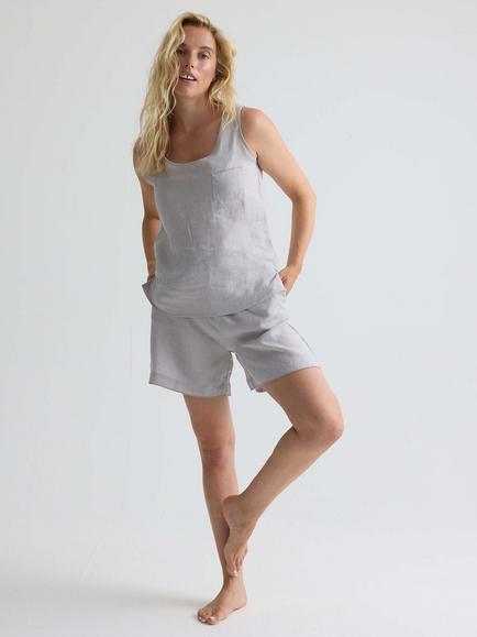 Pretty You London Relaxed Fit Linen Vest, Harbor Mist
