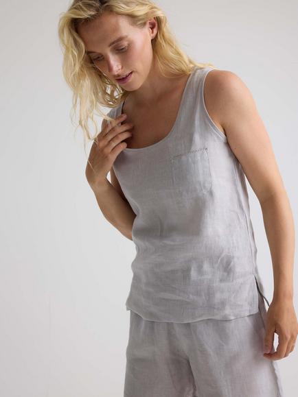 Pretty You London Relaxed Fit Linen Vest - view 2, Harbor Mist