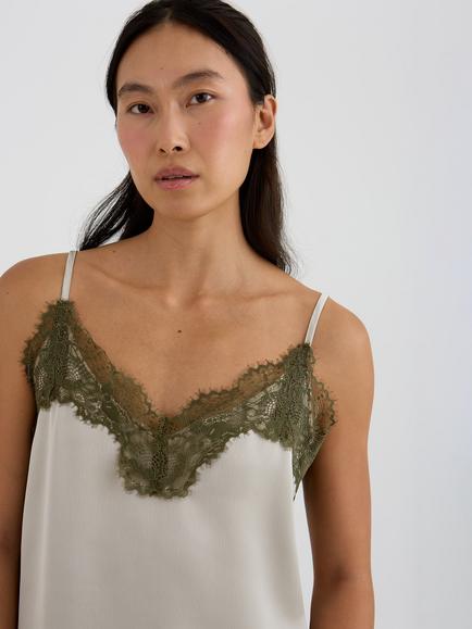 Pretty You London Satin Lace Cami, Pelican - view 2, Pelican