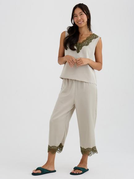 Pretty You London Satin Lace Vest, Pelican, Pelican