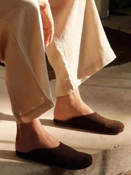 Pretty You London Suede Slippers - view 2, Dark Coco