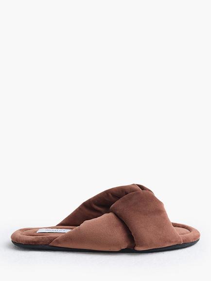 Pretty You London Knot Slippers, Copper Brown, Copper Brown
