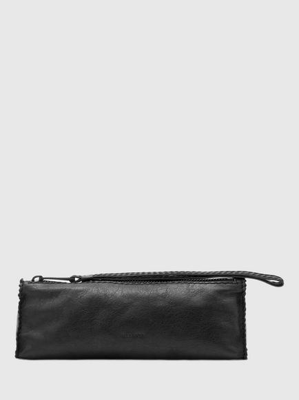 AllSaints Siloh Leather Pencil Case, Black, Black