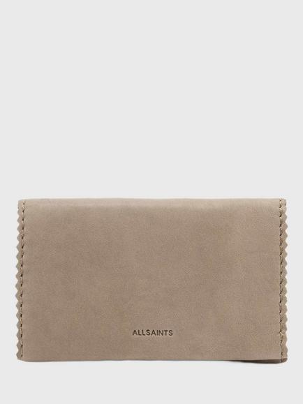 AllSaints Siloh Leather Wallet, Grey Mid, Grey Mid
