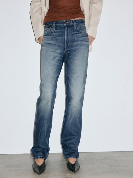 Mango Caroline Mid Rise Straight Jeans, Dark Blue, Dark Blue