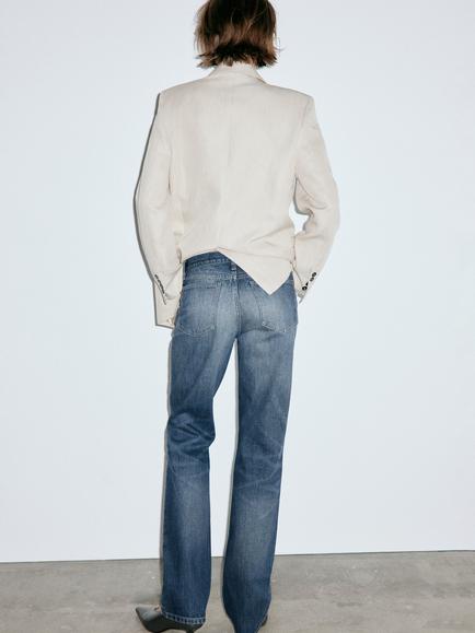 Mango Caroline Mid Rise Straight Jeans, Dark Blue - view 2, Dark Blue