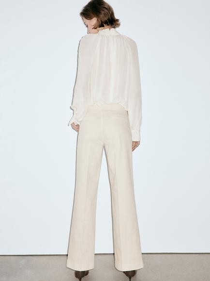 Mango Tejano Emily High Rise Sailor Button Wide Leg Jeans, Sand - view 2, Sand