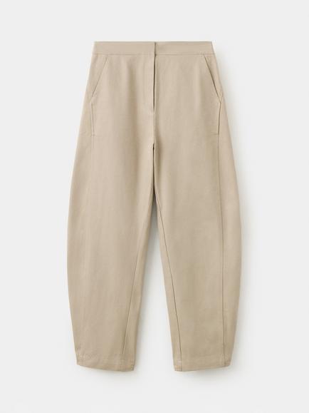 Mango High Rise Cropped Trousers, Beige, Beige