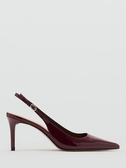 Mango Pointed Toe Stiletto Heel Slingback Court Shoes, Bordeaux, Bordeaux