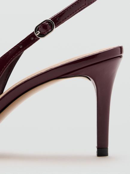 Mango Pointed Toe Stiletto Heel Slingback Court Shoes, Bordeaux - view 2, Bordeaux