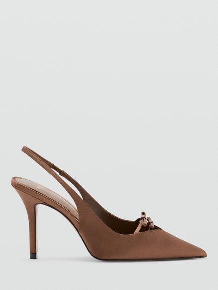 Mango Slingback Stiletto Heel Court Shoes, Chocolate, Chocolate