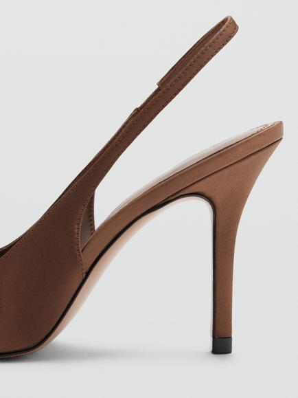 Mango Slingback Stiletto Heel Court Shoes, Chocolate - view 2, Chocolate
