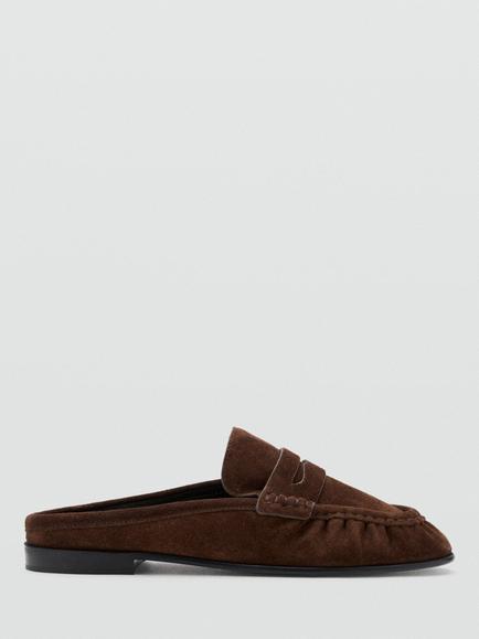 Mango Suede Penny Loafers, Chocolate, Chocolate