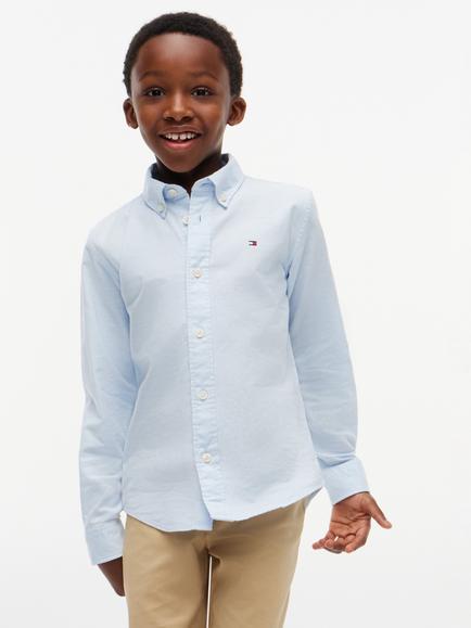 Tommy Hilfiger Kids' Long Sleeve Oxford Shirt, Calm Blue