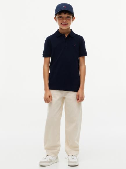 Tommy Hilfiger Kids' Cotton Short Sleeve Polo Shirt, Dark Night Navy - view 2, Dark Night Navy