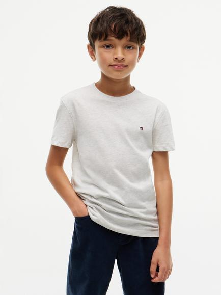 Tommy Hilfiger Kids' Cotton Short Sleeve T-Shirt, Grey Heather, Grey Heather