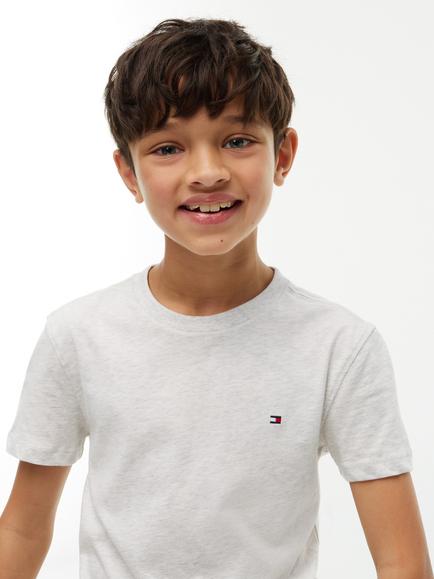 Tommy Hilfiger Kids' Cotton Short Sleeve T-Shirt, Grey Heather - view 2, Grey Heather