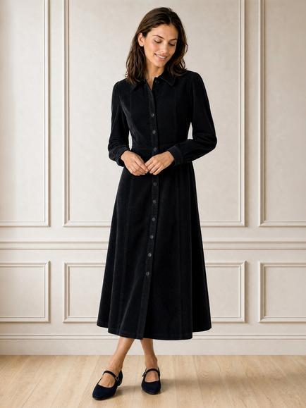 Aspiga A-Line Corduroy Maxi Dress, Navy, Navy