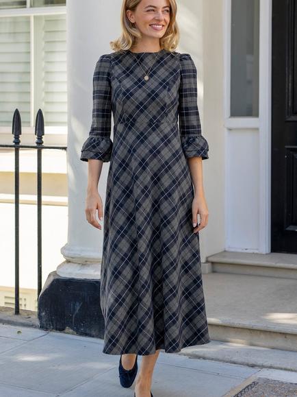 Aspiga Elizabeth Check Dress, Blue/Grey, Blue/Grey