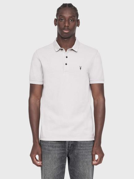 AllSaints Reform Cotton Polo Shirt, Blue Sky, Blue Sky