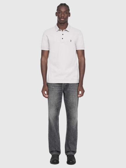 AllSaints Reform Cotton Polo Shirt, Blue Sky - view 2, Blue Sky