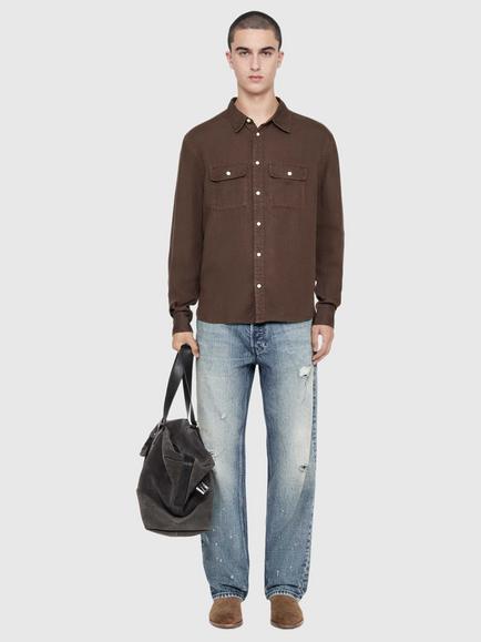 AllSaints Bond Shirt, Blue Mid - view 2, Brown Chocolate