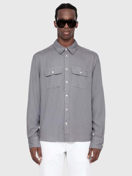 AllSaints Bond Shirt, Blue Mid, Grey Mid