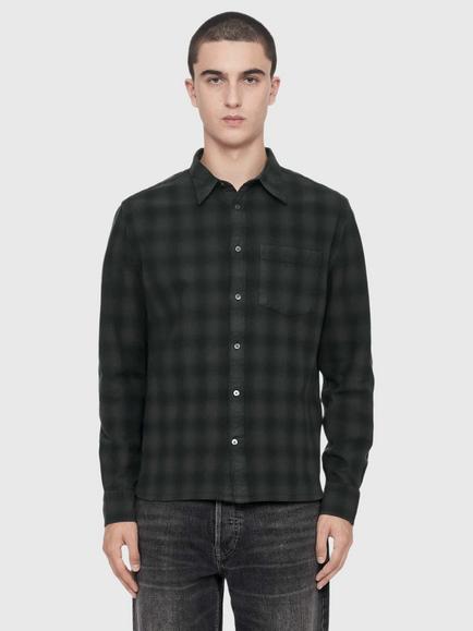AllSaints Bower Checked Long Sleeve Shirt, Black, Black