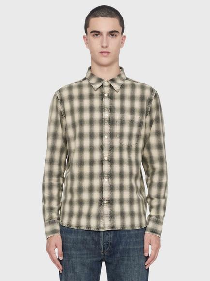 AllSaints Bower Checked Long Sleeve Shirt, Black, Grey Mid
