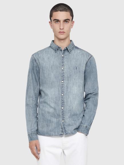 AllSaints Gleason Denim Shirt, Blue Indigo, Blue Indigo