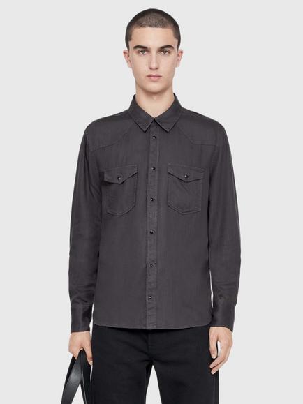 AllSaints Hanway Long Sleeve Shirt, Black, Black