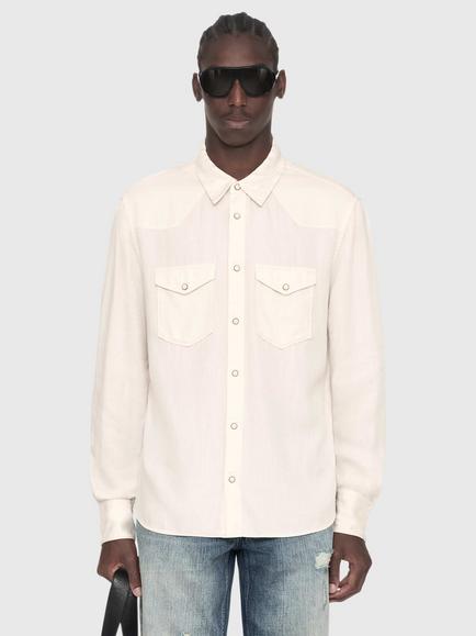 AllSaints Hanway Long Sleeve Shirt, Black, Brown Mid