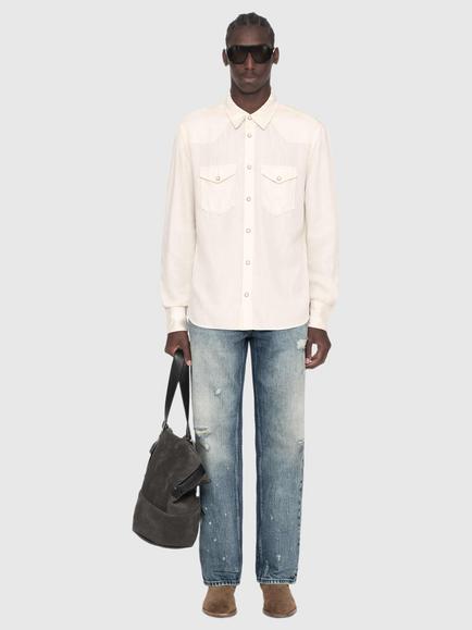 AllSaints Hanway Long Sleeve Shirt, Black - view 2, Brown Mid
