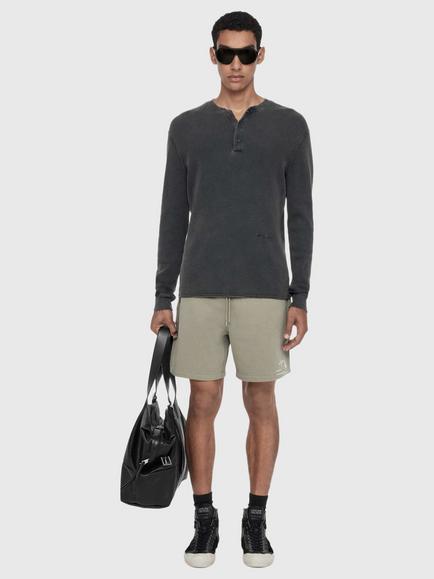 AllSaints Raphy Cotton Rich Sweat Shorts, Nearly Black, Green Mid
