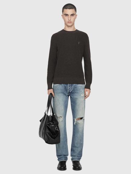 AllSaints Aspen Cotton Rich Jumper, Green Mid - view 2, Green Mid