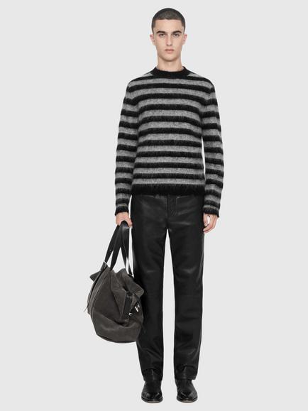 AllSaints Harry Crew Neck Wool and Mohair Jumper, Black/Grey - view 2, Black/Grey