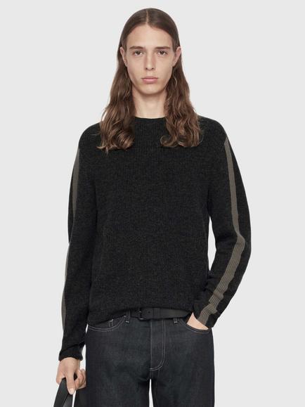 AllSaints Hawke Crew Neck Wool Jumper, Grey Charcoal