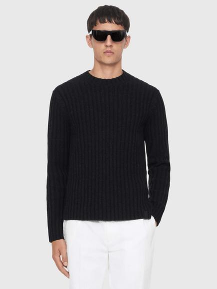 AllSaints Liev Crew Neck Wool Jumper, Black
