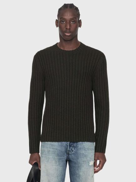 AllSaints Liev Crew Neck Wool Jumper, Green Khaki