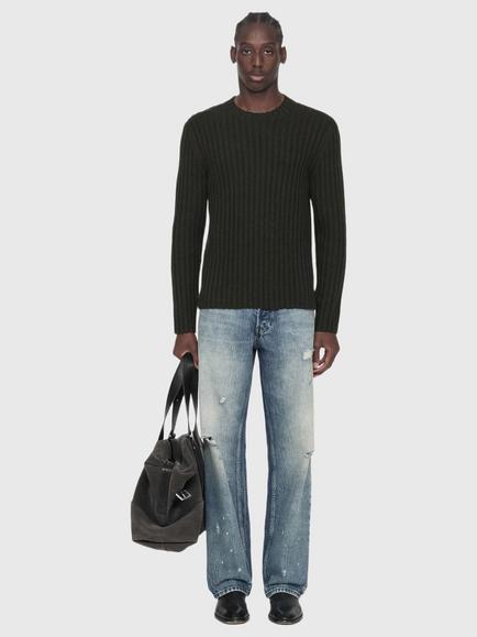 AllSaints Liev Crew Neck Wool Jumper - view 2, Green Khaki
