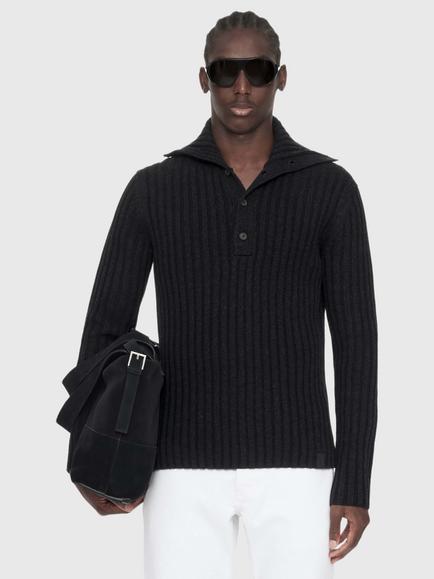 AllSaints Liev Funnel Neck Wool Jumper, Nearly Black, Nearly Black
